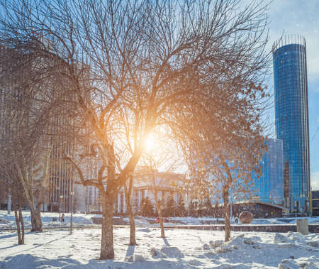 embankment in Yekaterinburg in the spring afternoonの写真素材