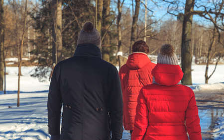 people are walking in the spring park in Russiaの写真素材
