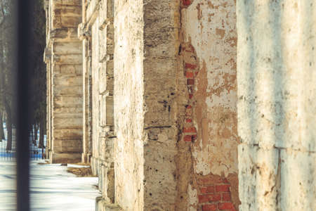 old destroyed brick building in the parkの写真素材