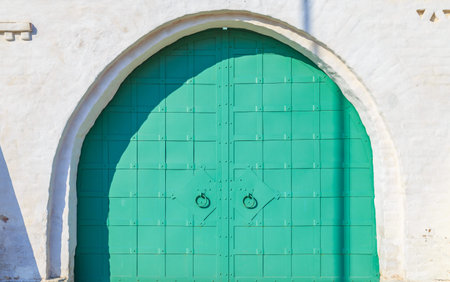 the old iron green gate close up