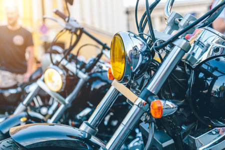 motorcycle details on the street close up