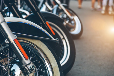 motorcycle details on the street close up