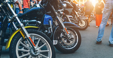 motorcycle details on the street close up