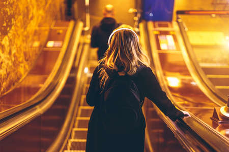 people in the subway in Europe close-upの写真素材
