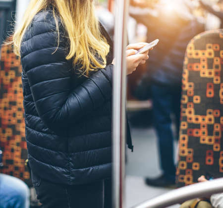 people in the subway  train in Europeの写真素材