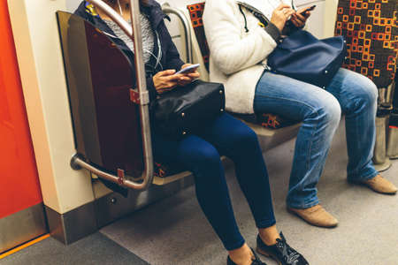 people in the subway  train in Europeの写真素材