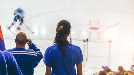 fans on the hockey match back viewの写真素材