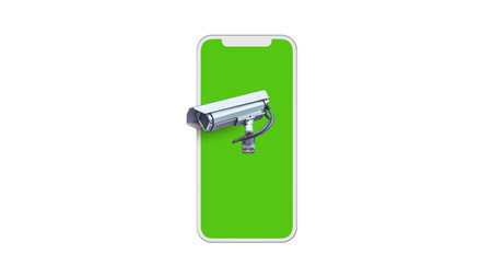 surveillance camera on smartphone with green screen
