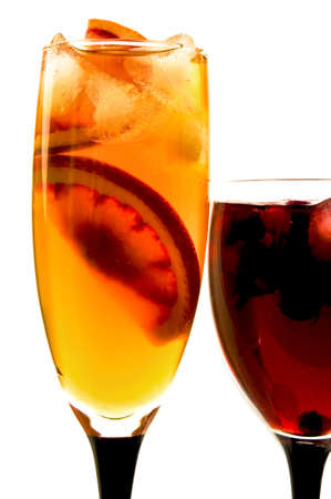 Cocktail with fruit in glass glasses の写真素材