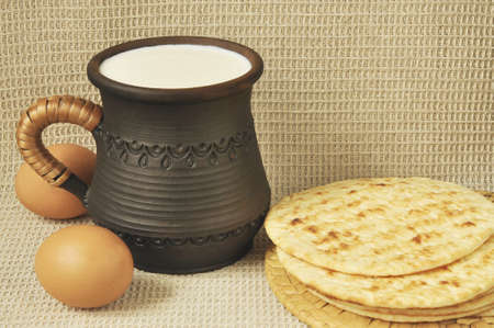 Milk and frittersの写真素材