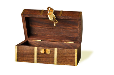 Decorative casket of brown color on the white isolated background