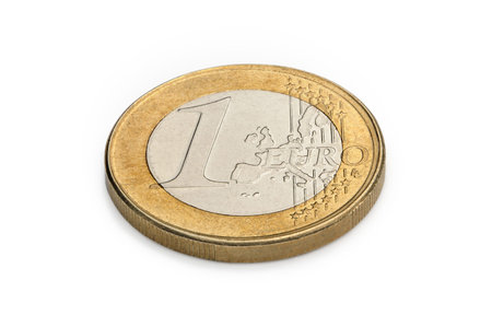 One euro coin isolated on white background.
