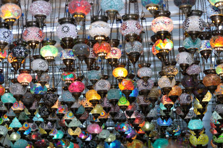 Traditional oriental glass multicolored lights の写真素材