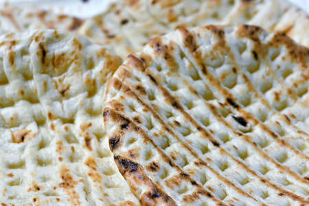Unleavened cake like matzah. Macro shooting.の写真素材