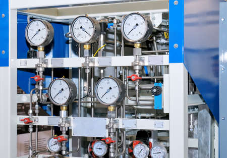 Measuring device with manometers and connecting pipes.の写真素材