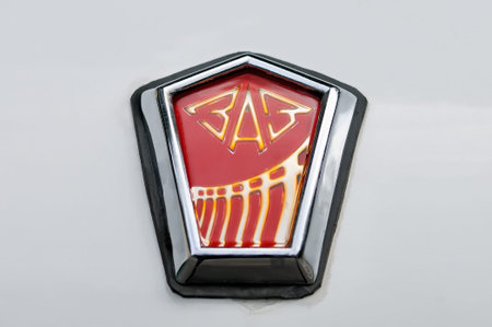 Moscow, Russia - August 27, 2017: Trademark, avto zaz logo on the retro Soviet car called...