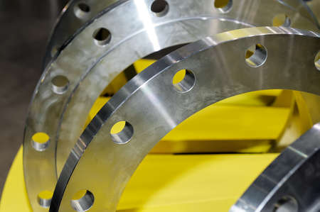 Industrial steel details in the form of a ring. Small depth of sharpnessの写真素材