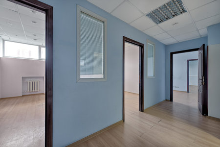 Empty office space in an office building. Concept: bankruptcy, economic crisis