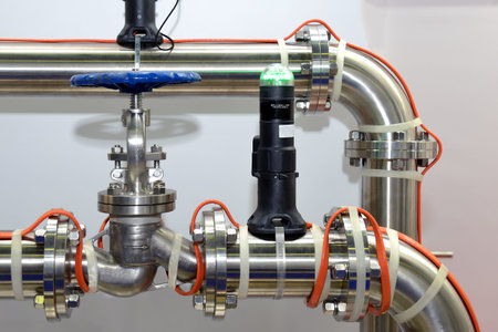 Part of the pipeline for pumping liquids, oil with instrumentation
