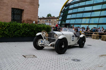 MODENA, ITALY - May 20, 2017. MERCEDES 710 SSK  an old racing car in rally Mille Miglia 2017, the famous italian historical race, ride at Museum Enzo Ferrariのeditorial素材