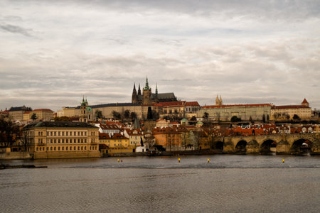 PRAGUE, CZECH REPUBLIC - November, 2017. View of Prague Castle and the Charles Bridge