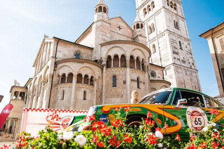 MODENA, ITALY - June, 2018. A Porsche 911 S of the 1973 in Piazza Grande at the end of the race...