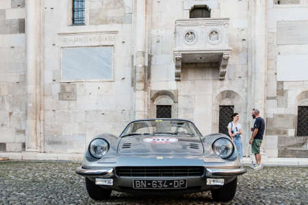 MODENA, ITALY - June, 2018. A Ferrari Dino 246 GT of 1972 in Piazza Grande at the end of the race Modena 100 ore Classicのeditorial素材