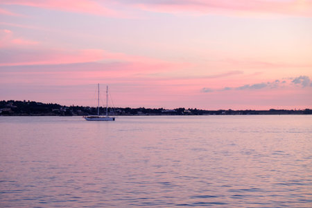 Syracuse, Italy - October, 2020. A cruise ship docked at the seaport of Syracuseの写真素材