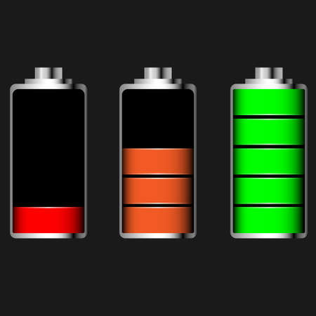 glossy battery set with various loads and colorsのイラスト素材