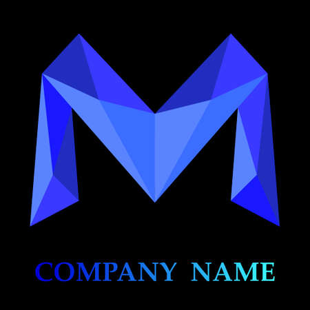 Blue lowpoly logo for business challenge vector illustrationのイラスト素材