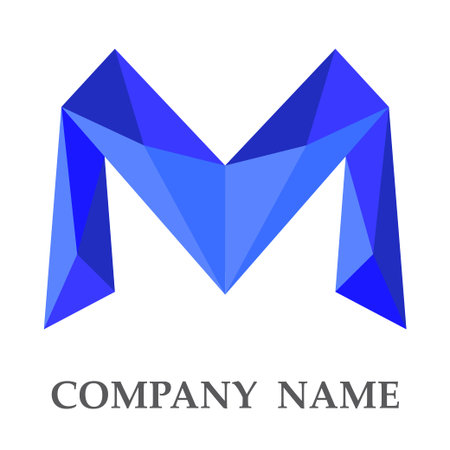 Blue lowpoly logo for business challenge vector illustrationのイラスト素材