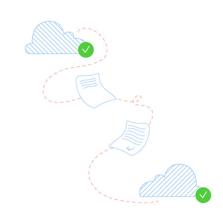 Cloud technology concept illustration. Sharing and storage of documents online. Secure connection....