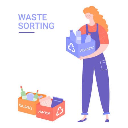 Woman activist cares about the environment.のイラスト素材