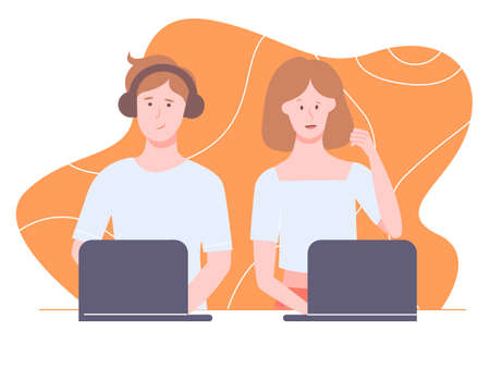 Characters on a bright background.のイラスト素材