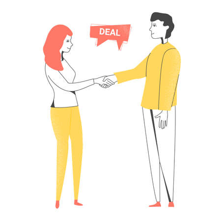 Man and woman shake hands.のイラスト素材