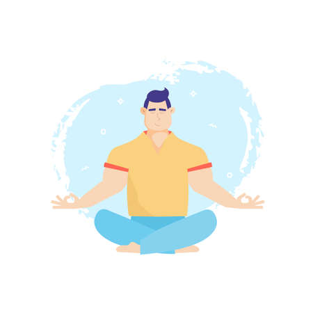 Young male trainer doing yoga.のイラスト素材