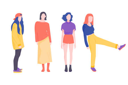 Stylish young hipster girlsのイラスト素材