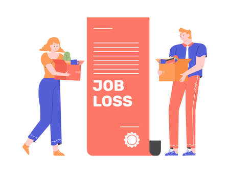 Sad man and woman lost their jobs.のイラスト素材