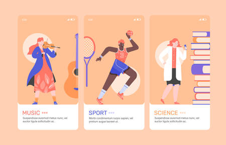 Design online education onboarding mobile appのイラスト素材