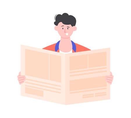 Woman is reading a newspaper.のイラスト素材