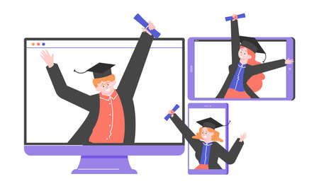 Online university graduates.のイラスト素材