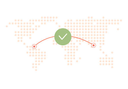 Map, route and checkmark on a green background.のイラスト素材