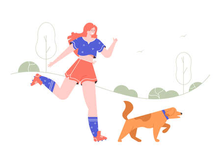 Young pretty girl in a sports uniform joggingのイラスト素材