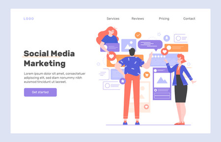 Social media marketing. Advertising on social networksのイラスト素材