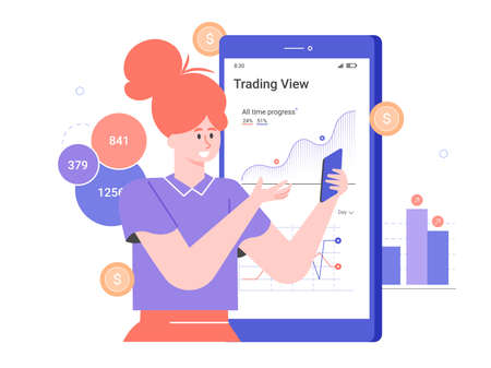 Personal investment. Mobile application for a trader.のイラスト素材