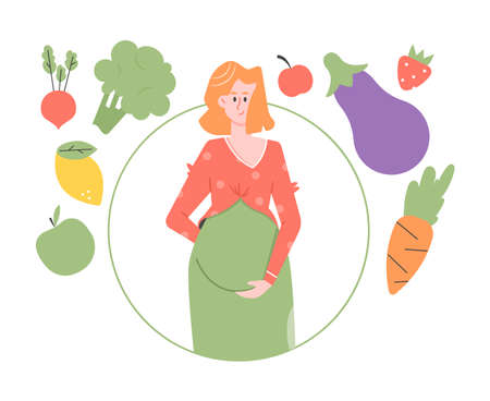 Pregnancy Diet. Healthy Eating.のイラスト素材
