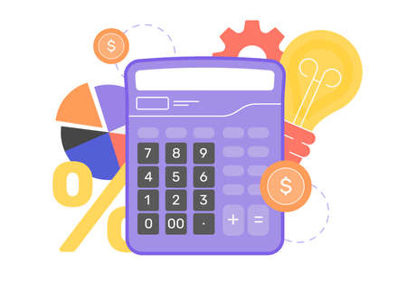 Financial objects, big calculatorのイラスト素材