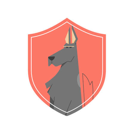 Serious dog on the shield. Great Dane breed.のイラスト素材