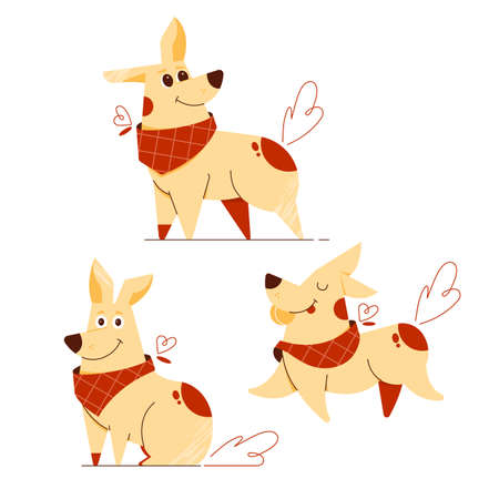 Cute dog in a handkerchief.のイラスト素材
