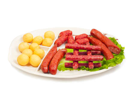 sausage collection isolated on white backgroundの写真素材